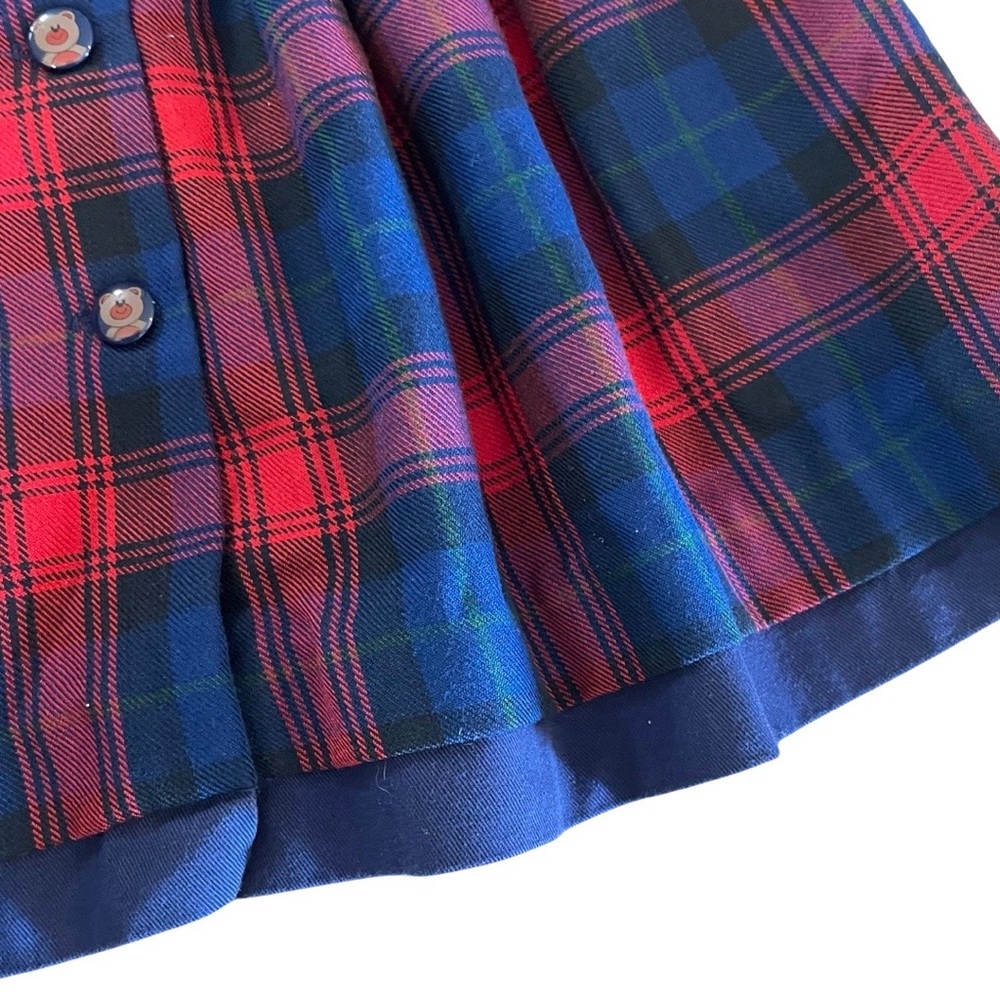 Vintage | 18m Adorable Peter Pan Collar Plaid TeddyBear Dress - Picture 5 of 7